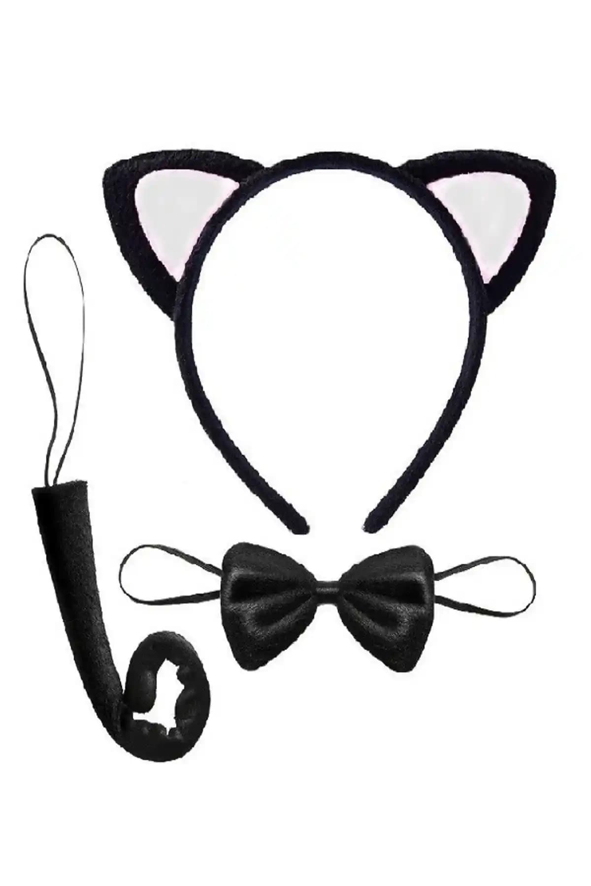 Yetişkinler İçin Kedi Temalı Kostüm Seti Siyah Renkli ve Dayanıklı Tasarım
