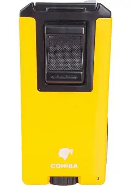 Cohiba Çift Torch Pürmüz Sarı Siyah Metal Puro Çakmağı Yüksek Performans ve Şıklık Sunar