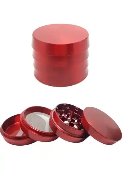 Falconetti Kırmızı 52MM 4 Katlı Herbal Öğütücü Dayanıklı ve Çok Fonksiyonlu Baharat Öğütücüsü