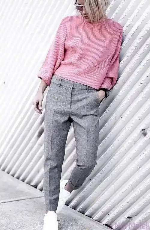 Gri ve Pembe Renklerin Uyumuyla Modern ve Şık Giyim Kombinasyonları