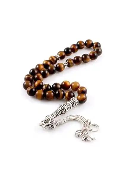 Kaplan Gözü Doğal Taş Tesbih Estetik ve Manevi Anlamıyla Günlük Kullanım Takısı