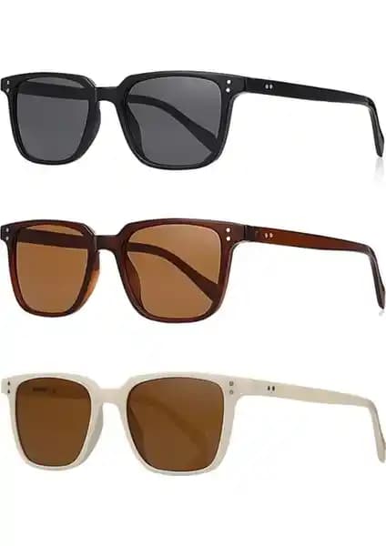 Kinary Unisex Güneş Gözlüğü 3'lü Seti Modern Tasarım ve UV Koruma Özellikleriyle
