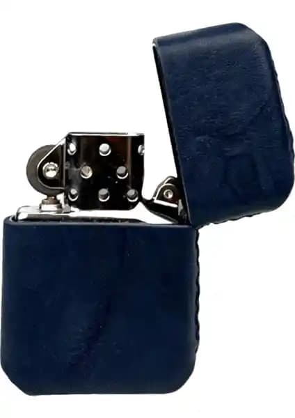 Zippo Hakiki Deri Lacivert El Yapımı Çakmak Kalite ve Zarafetin Buluşması