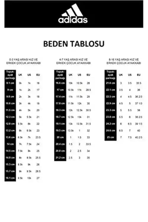Adidas Ayakkabı Beden Tablosu ve Doğru Beden Seçimi Rehberi