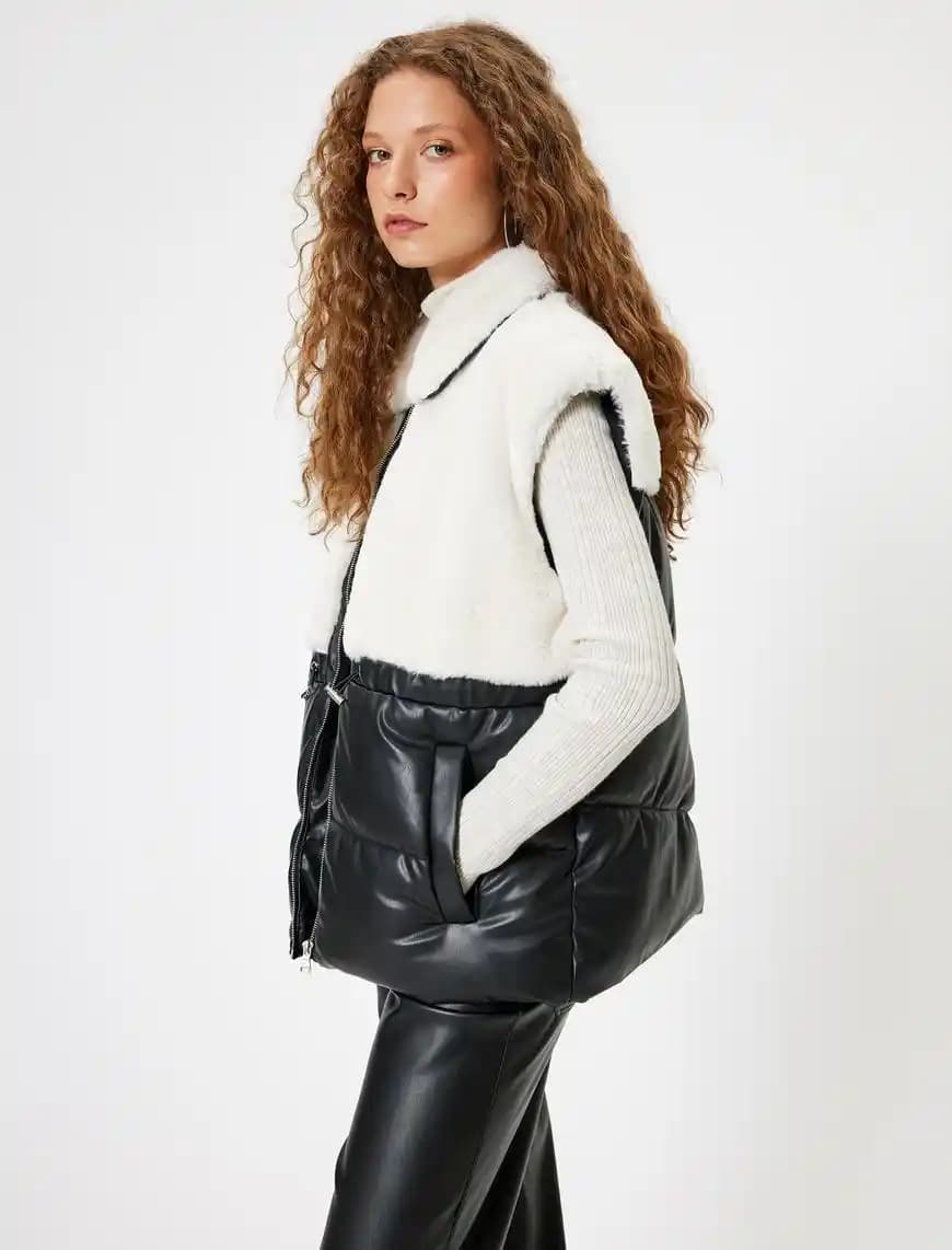 Deri Görünümlü Şişme Yelek Modada Şıklık ve Konforun Buluşması