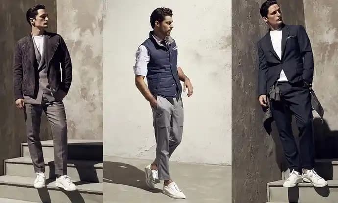 Erkek Giyiminde Konfor ve Şıklığı Birleştiren Kumaş Pantolon ve Spor Ayakkabı Uyumu