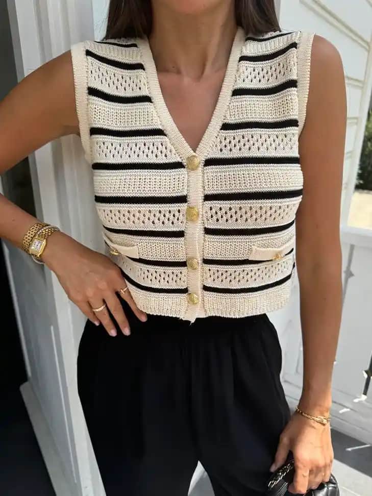 Çizgili Yelek Modelleri ve Moda Trendleri 2023 Güncel Seçenekler