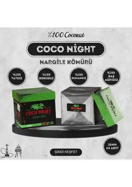 Coco Night Hindistan Cevizi Kabuğu Nargile Kömürü 26mm Performans ve Doğallık Vurgusu