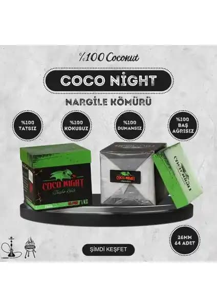 Coco Night Hindistan Cevizi Kabuğu Nargile Kömürü 26mm Performans ve Doğallık Vurgusu