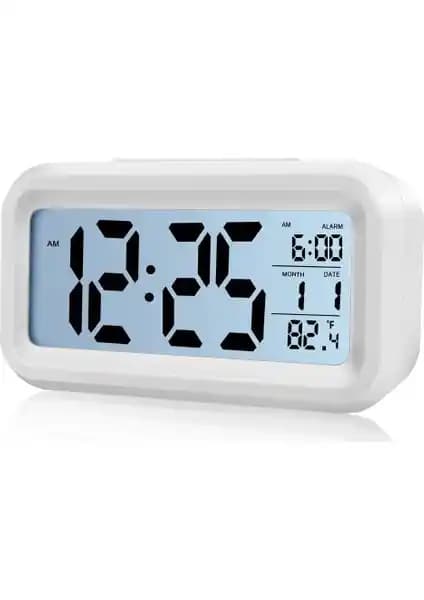 Diwu Optik Beyaz Masaüstü Saat Takvim Termometre Çok Fonksiyonlu Modern Tasarım