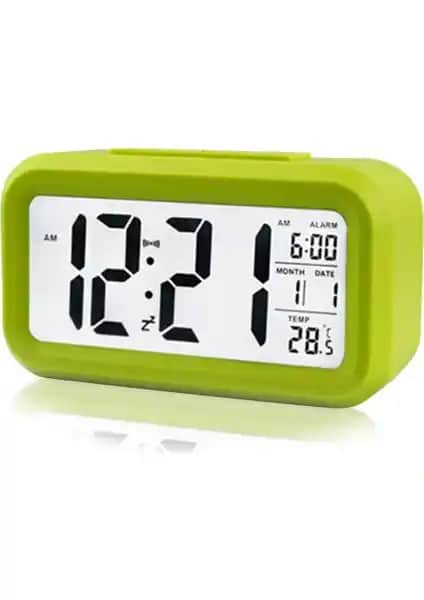 Diwu Optik Çok Fonksiyonlu Masaüstü Saat Takvim Termometre Yeşil Tasarım