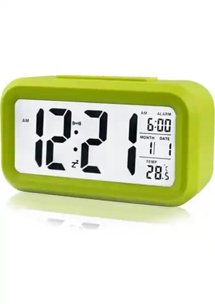 Diwu Optik Çok Fonksiyonlu Masaüstü Saat Takvim Termometre Yeşil Tasarım