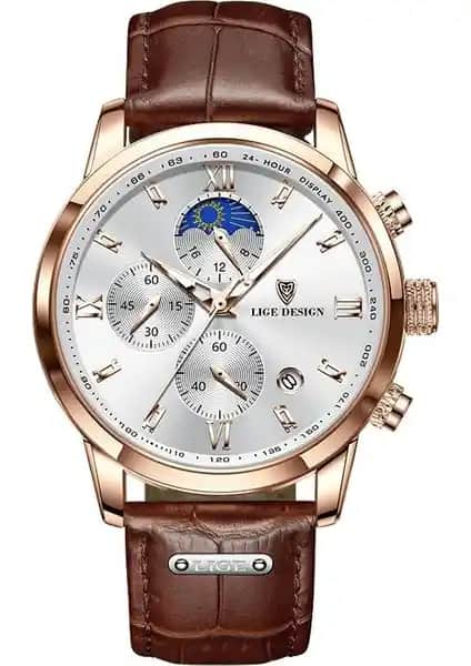 Lige Erkek Deri Kordonlu Su Geçirmez Kuvars Saatleri ile Şıklık ve Fonksiyonellik