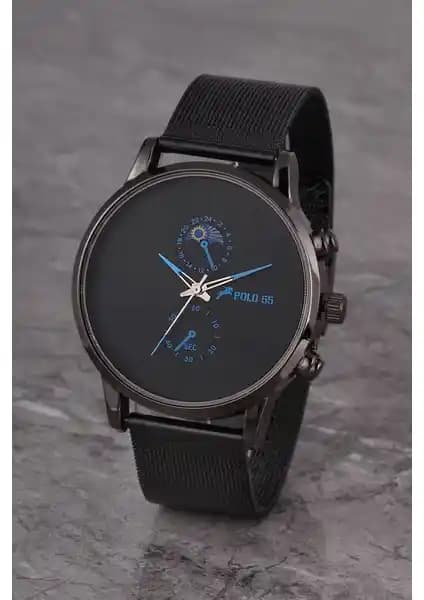 POLO55 Erkek Takvimli Deri Kordon Kol Saati Şık ve Dayanıklı Tasarım