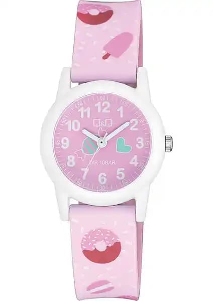 Q&Q VR99J011Y Kız Çocukları İçin Su Geçirmez Pembe Plastik Kol Saati