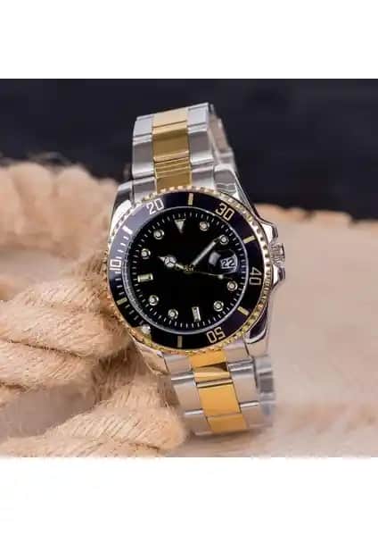 Saattino Erkek Kol Saati ST-303989: Gold Çelik Kordon ve Siyah Kadran Özelliği