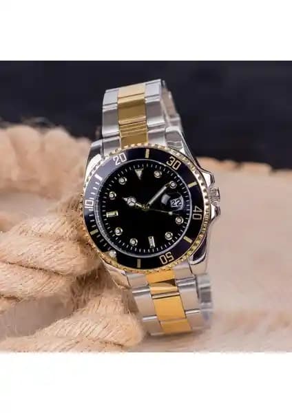 Saattino Erkek Kol Saati ST-303989: Gold Çelik Kordon ve Siyah Kadran Özelliği