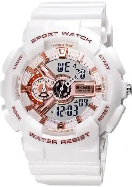 Skmei 1688WT Çift Ekranlı Spor ve Günlük Kullanım için Çok Fonksiyonlu Saat
