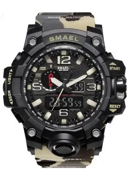Smael S1545 Kamuflaj Haki Erkek Kol Saati: Şık ve Çok Fonksiyonlu Modern Tasarım