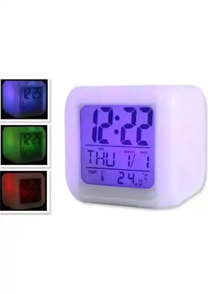 Wildlebend 7 Renk Değiştiren Dijital Küp Saat: Çok Fonksiyonlu Modern Dekor Ürünü