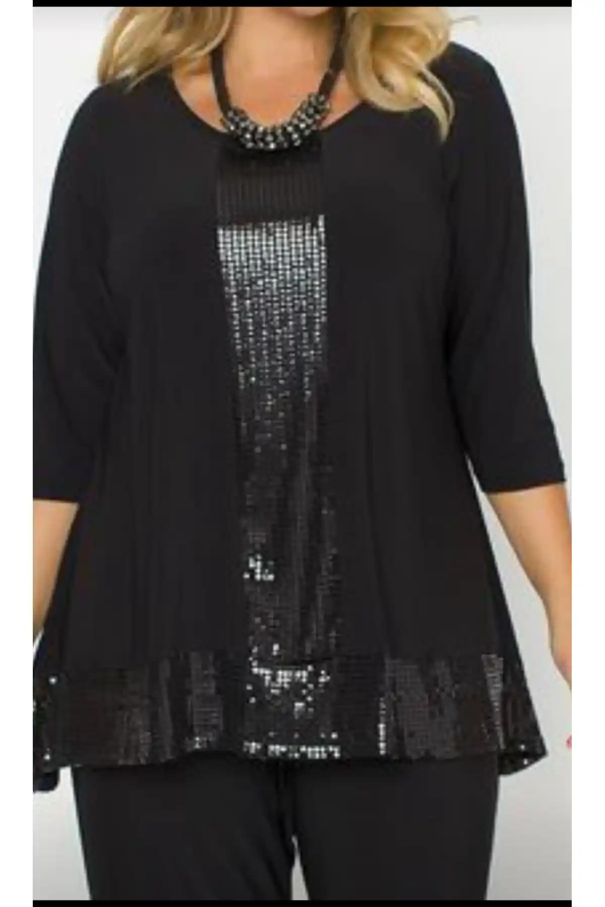 BY HANDE TASARIM Siyah Payetli Kadın Bluz Modern ve Şık Tasarım Özellikleri