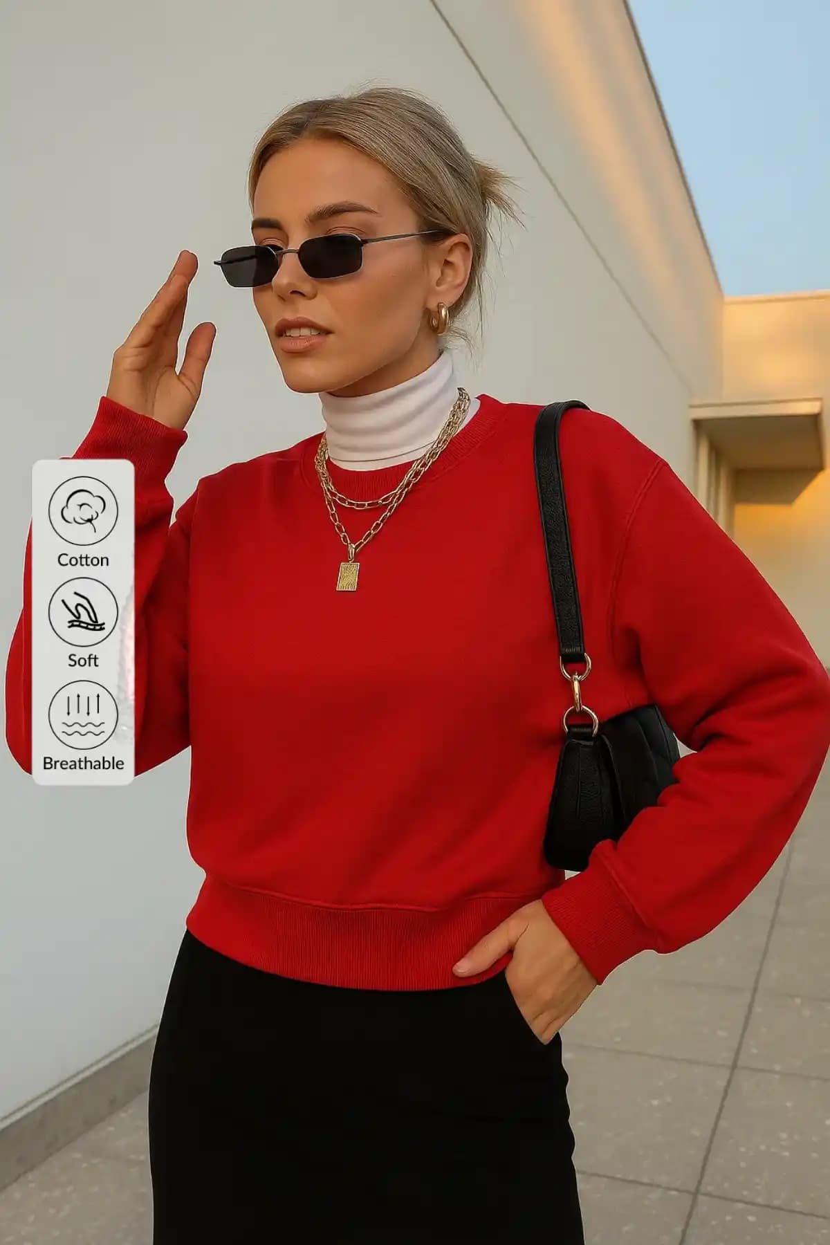 COMBİNE MİCHAİL Kadın Oversize Bordo Sweatshirt Günlük ve Kışlık Kullanım İçin
