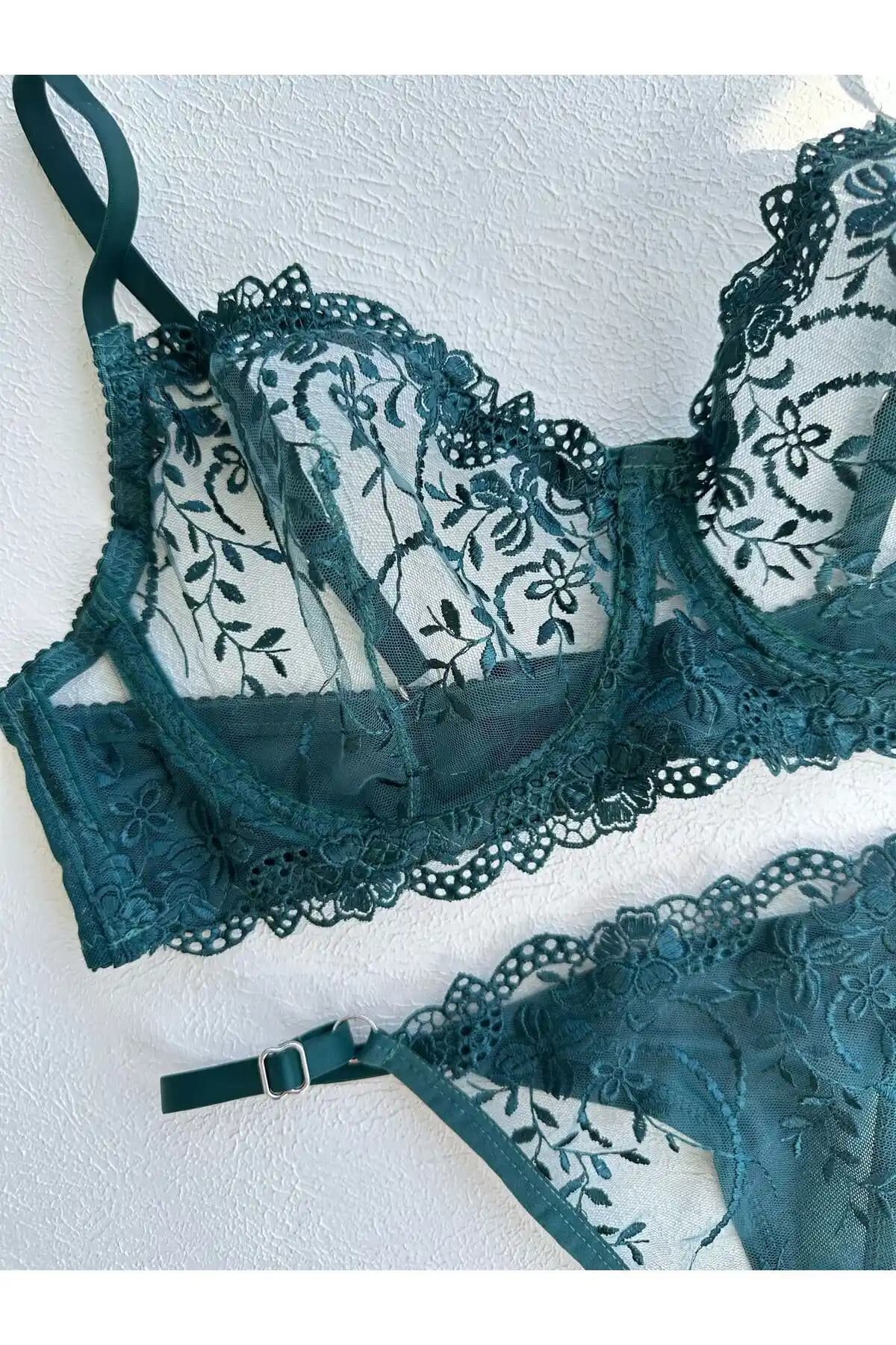 Dem Merys Büyük Beden Yeşil Sütyen Takımı Modern ve Şık Tasarımıyla Günlük Kullanım İçin Uygun