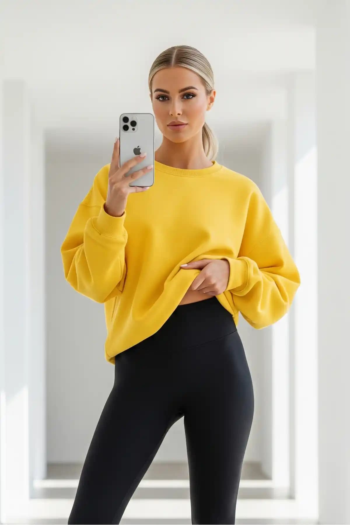 Kadın Oversize Sarı Kışlık Sweatshirt Konfor ve Şıklığı Bir Arada Sunar