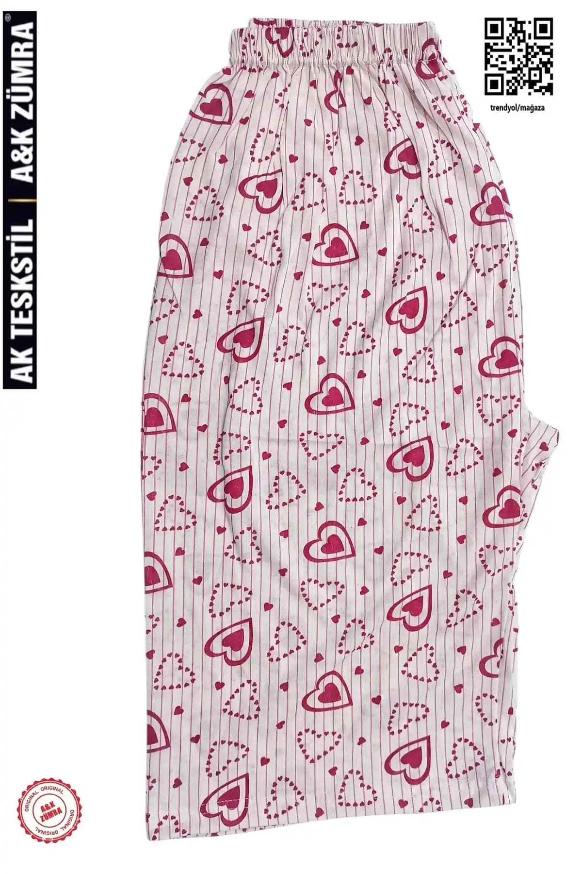 A&K Zümra Kadın Büyük Beden Penye Diz Altı Desenli Kapri Rahat ve Şık Tasarım