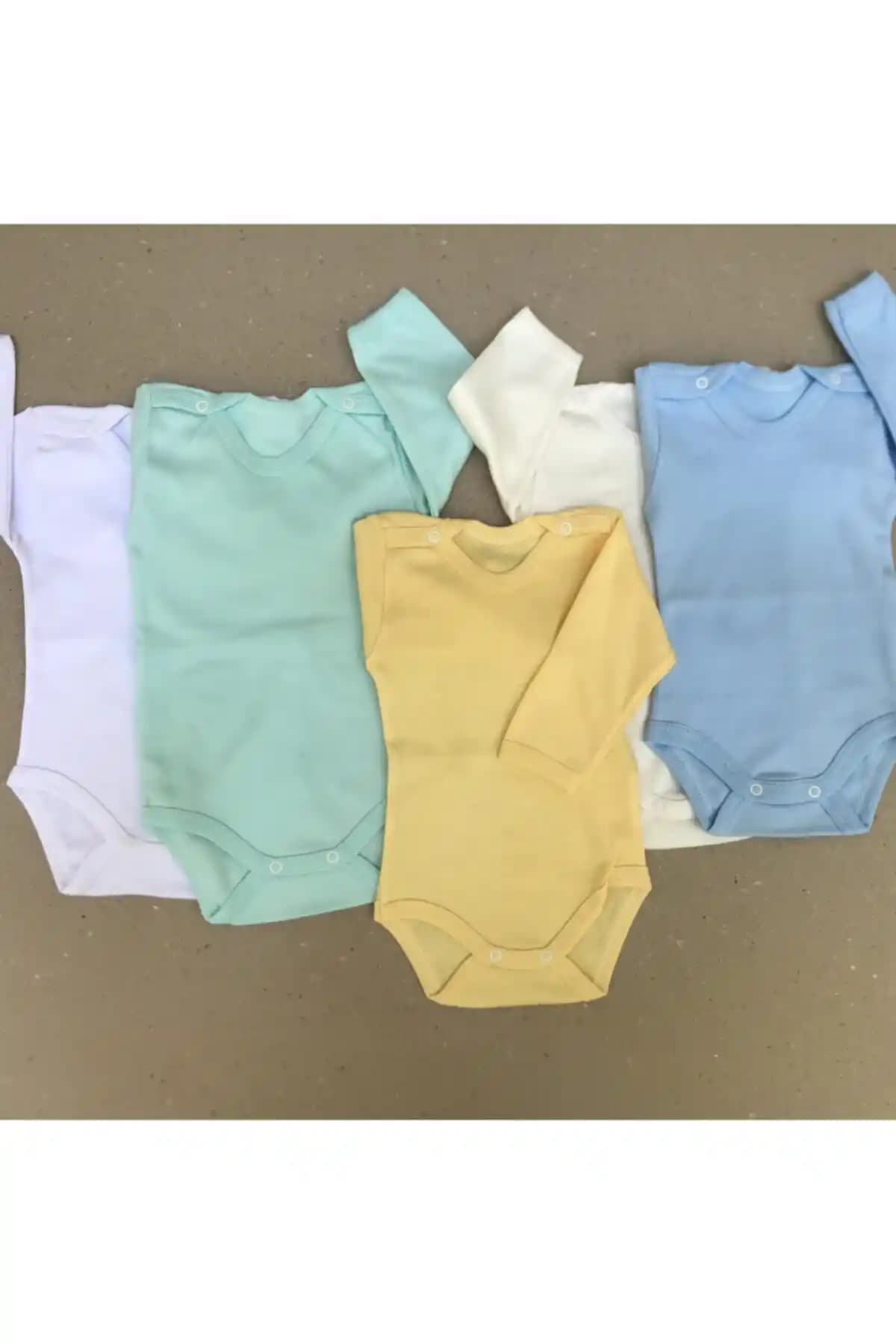 bebedino Erkek Bebek Beyaz Uzun Kol Çıtçıtlı Body 5'li Set - Konforlu ve Kaliteli Bebek Giyimi