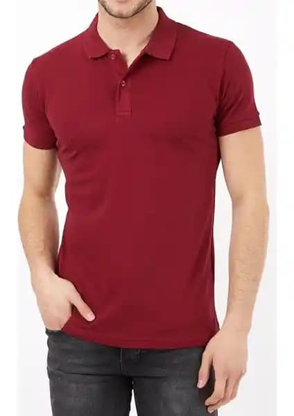Belifanti Collection Erkek Polo Yaka Bordo Slim Fit Tişört Konfor ve Şıklık