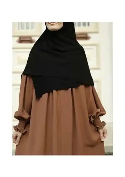 Fresco Scarfs Tesettür Hijab Medine İpeği Siyah Eşarp 120x120 cm Zarif Tasarım