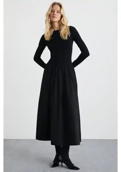 Grimelange Pani Kadın Maxi Boy Siyah Elbise: Şıklık ve Konforun Zamansız Buluşması