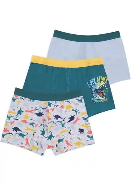 Koza İç Giyim Erkek Çocuk 3'lü Robot Desenli Slim Fit Boxer Seti Konforlu Tasarım