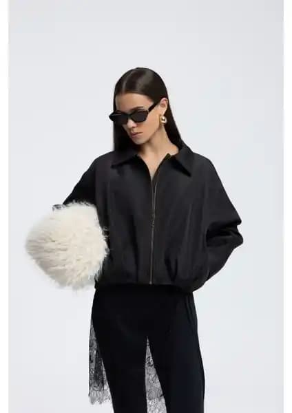 Mai Astrid Mevsimlik Siyah Kısa Bomber Ceket Rahat Kesim ve Su İtici Kumaş Özellikleri