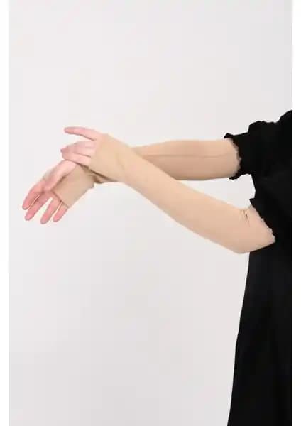 Manolya Şal Parmak Geçmeli Kaymayan Terletmeyen 45CM Likralı Penye Kolluk Kadınlar İçin