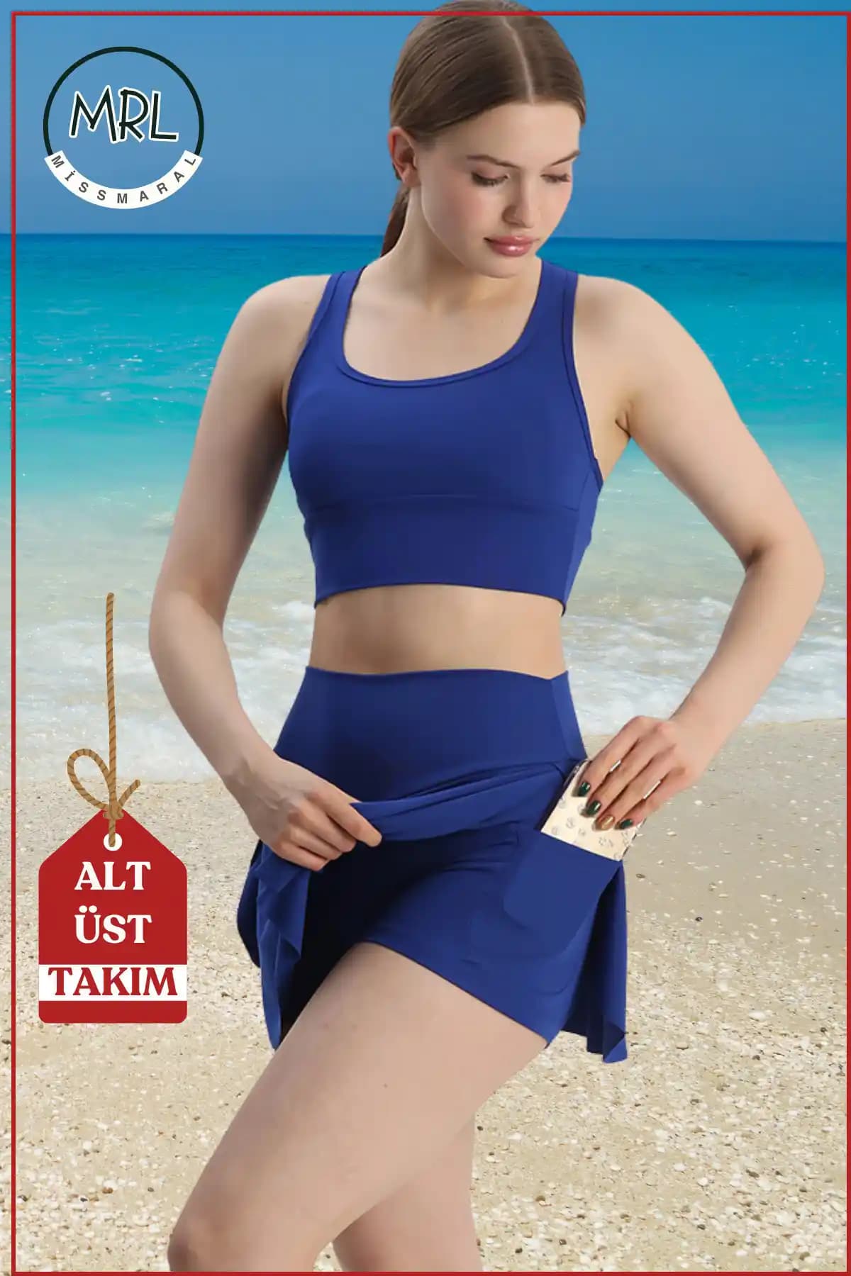 Missmaral Kadın Etekli Şortlu Mayo Takımı – Şık, Konforlu ve Fonksiyonel Mavi Tasarım