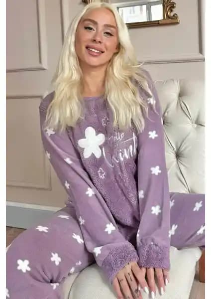 Pijama Evi Hello Winter Kadın Peluş Pijama Takımı: Sıcak ve Rahat Kışlık Tasarım