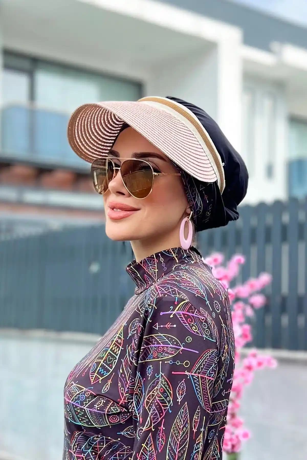 Remsa Mayo Vizör Hasır Şapka Pudra Rengi Güneş Koruyucu Şık ve Dayanıklı