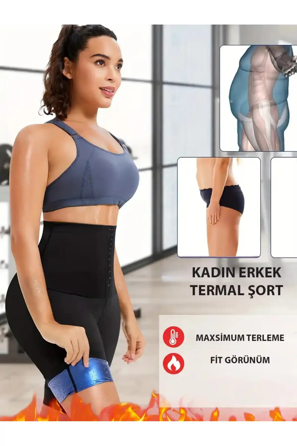SAUNA SUIT Ekstra Yüksek Bel 3 Kademeli Agraflı Maksimum Termal Şort Korsesi Özellikleri