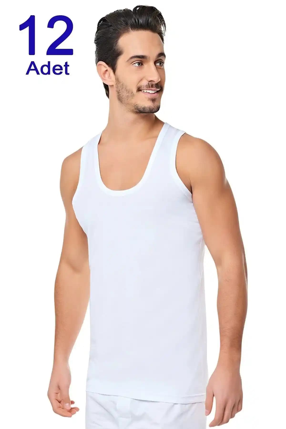 Seher Yıldız Erkek Penye Atlet 12'li Beyaz Paket - Konforlu ve Dayanıklı İç Giyim