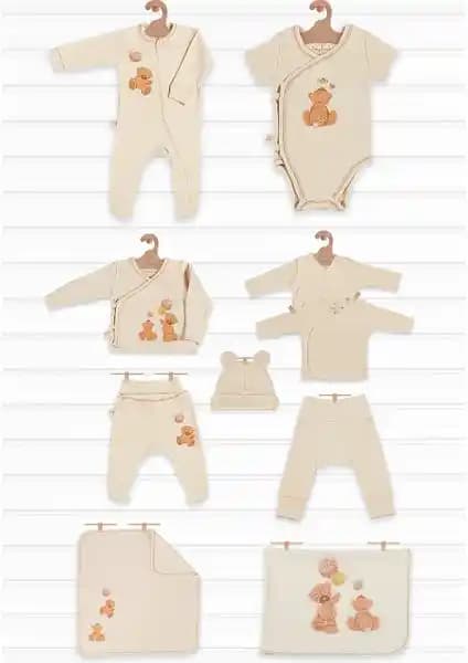 Tiny Lamb Fluffy Bear Organik Pamuklu 10 Parçalı Yeni Doğan Bebek Seti