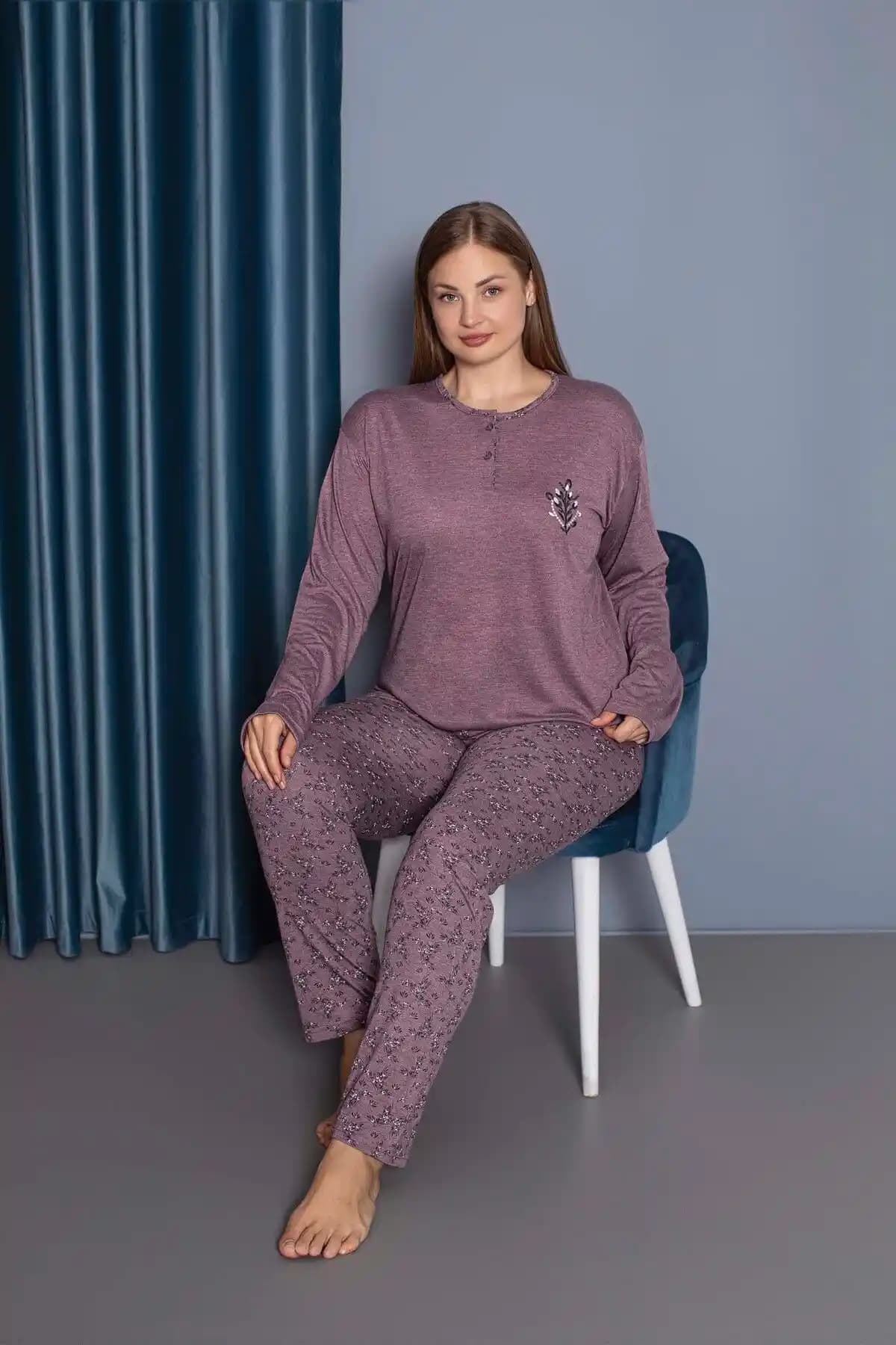 IŞILAY HOMEWEAR Büyük Beden Uzun Kollu Çiçek Desenli Pijama Takımı Özellikleri ve Kullanıcı Yorumları