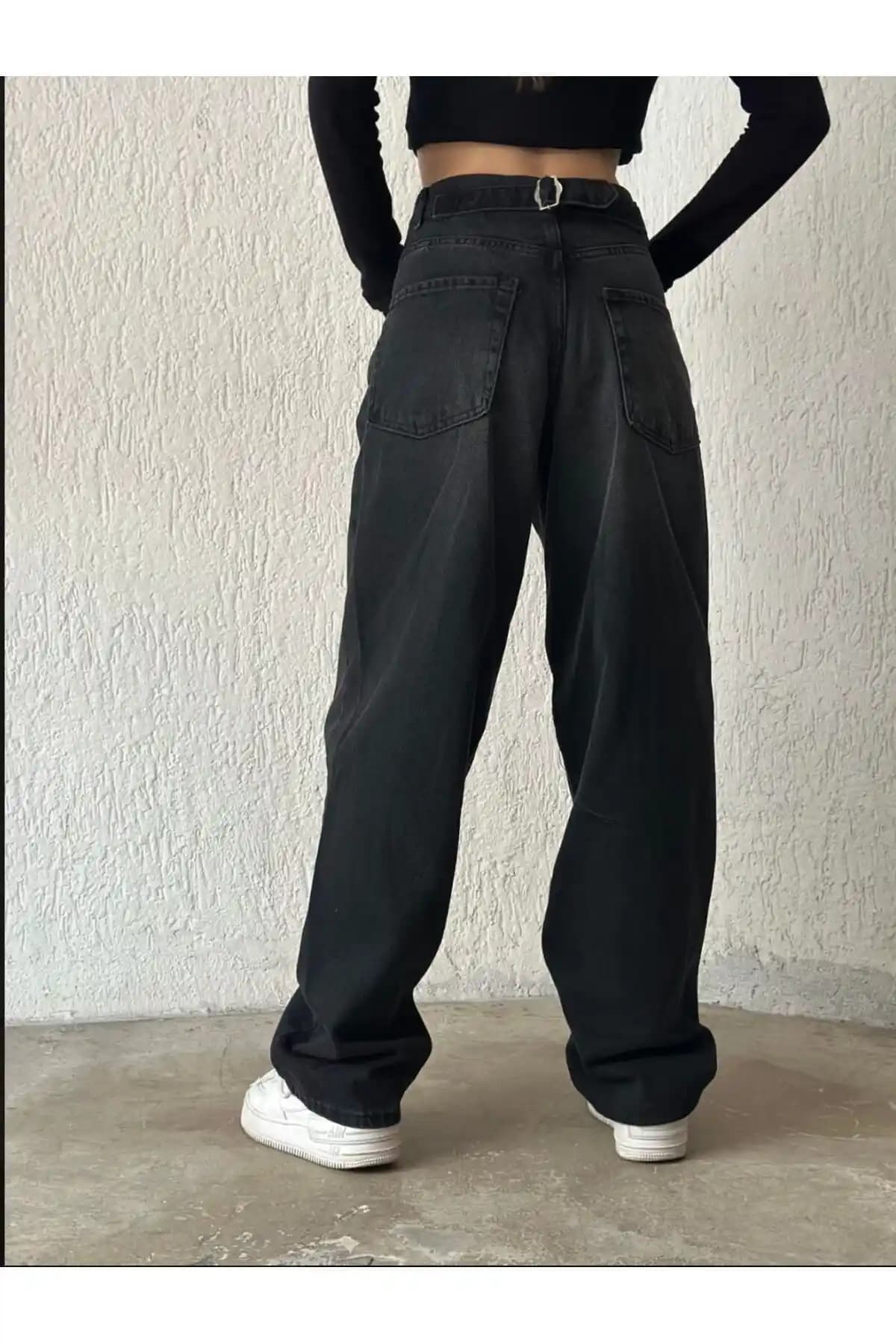 LAMİRAMOOD Sim Siyah Toka Detaylı Geniş Paça Bol Kesim Jean Pantolon İncelemesi