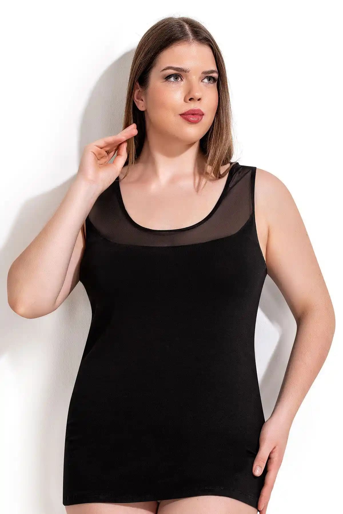 Özkan 20575-bb Siyah Kadın Büyük Beden Pamuklu Atlet: Şıklık ve Rahatlığın Buluşması