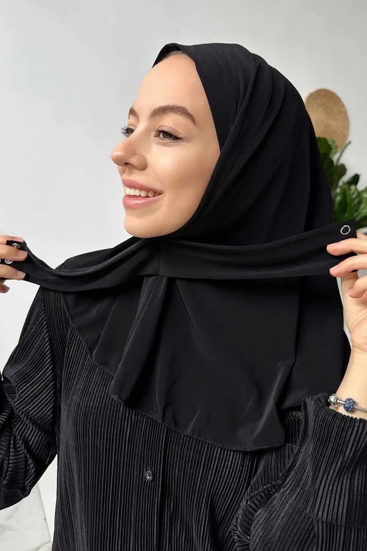 Ka Hijab Çıtçıtlı Bone Siyah Modern Tesettür Giyim İçin Şık ve Konforlu Aksesuar