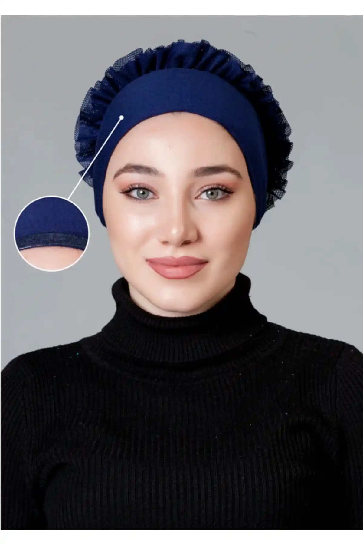 Nanak Lacivert Likralı Fırfırlı Kaymayan Bone: Günlük Konfor ve Şıklığın İdeal Seçeneği