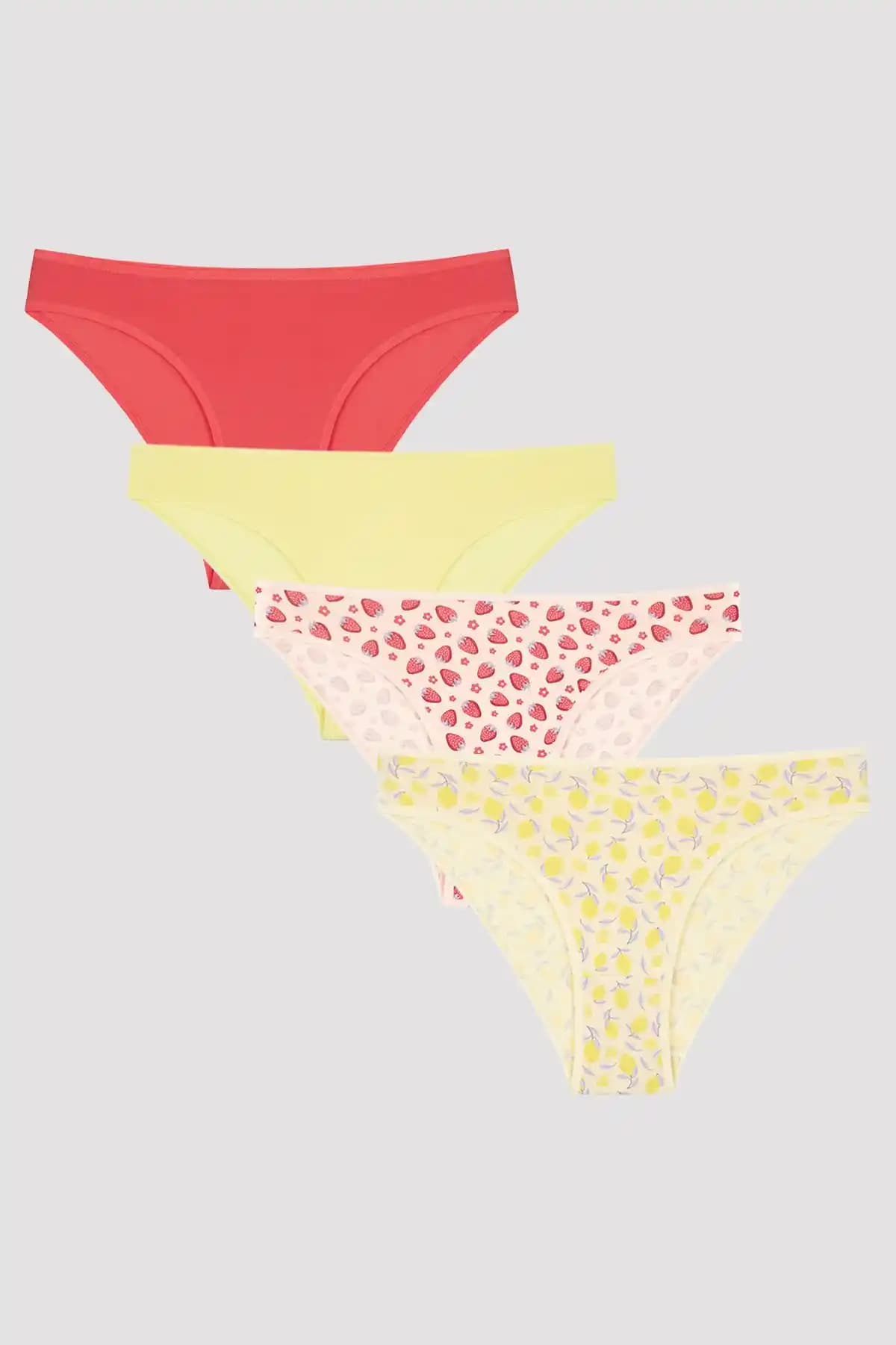 Penti Yaz Meyveleri Baskılı 4'lü Slip Külot: Renkli ve Konforlu Günlük İç Giyim