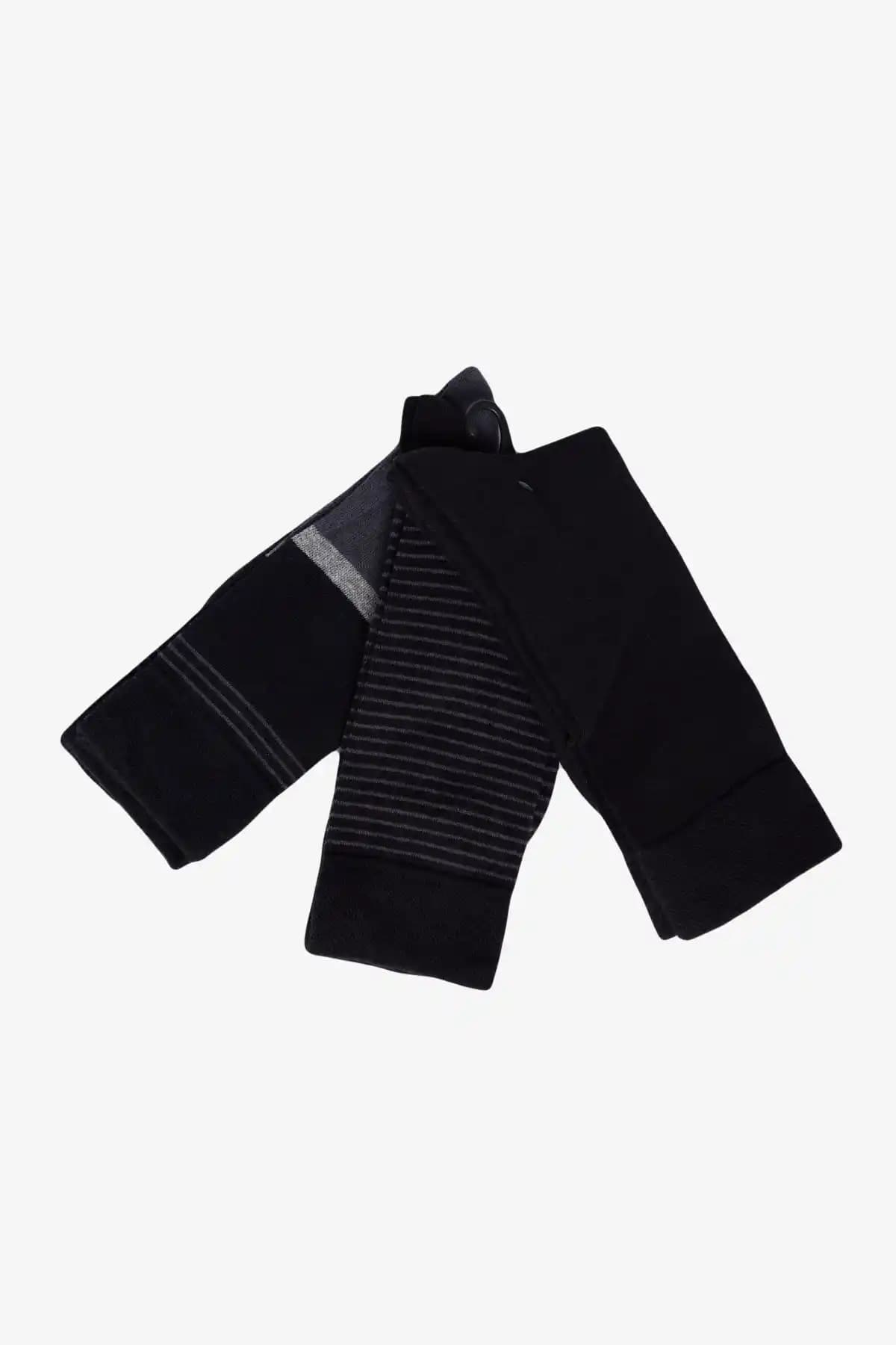 Altınyılz Classics Erkek Siyah-Gri 3'lü Pamuklu Klasik Soket Çorap Paketi