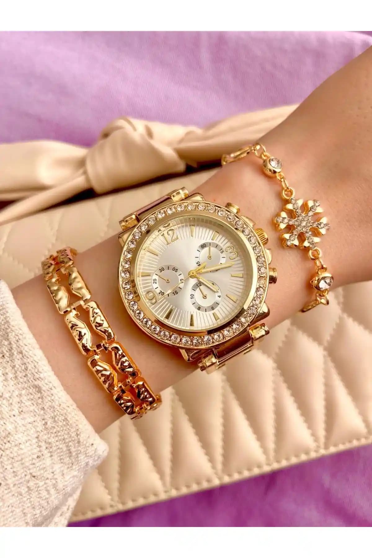 Arzu Butik Altın Renk Taşlı Metal Kordon Kadın Saat ve Bileklik Seti İncelemesi